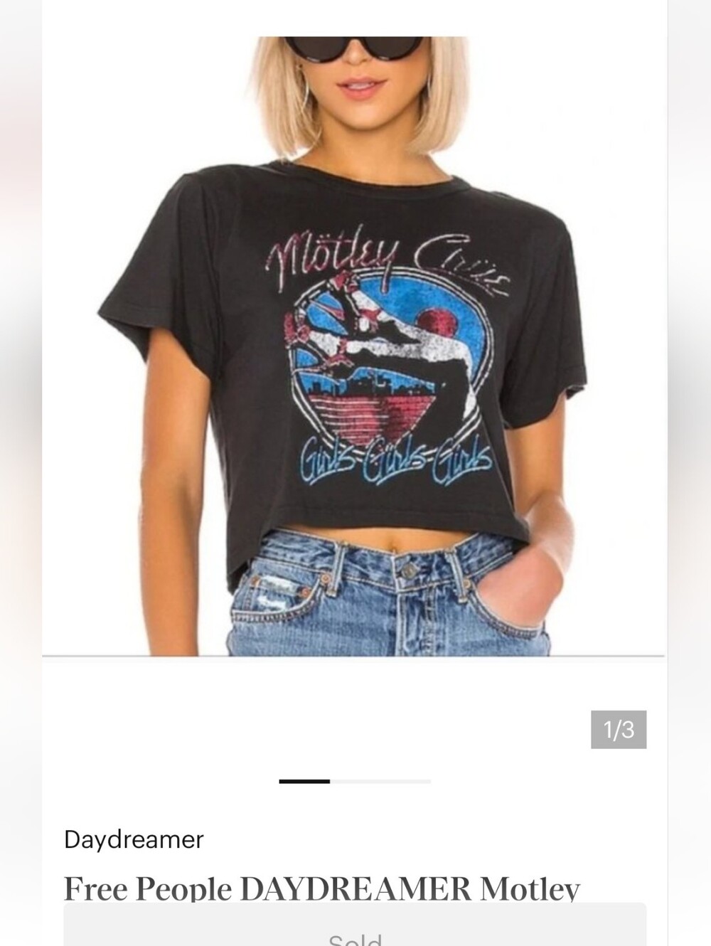 ISO!!! Daydreamer x free People Motley Crue Crop Tee - SZ  SM OR MED